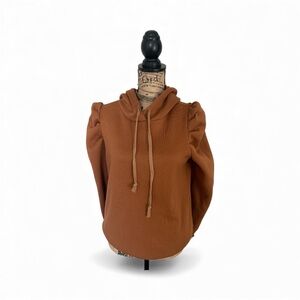 Brown Puff Sleeve Hoodie